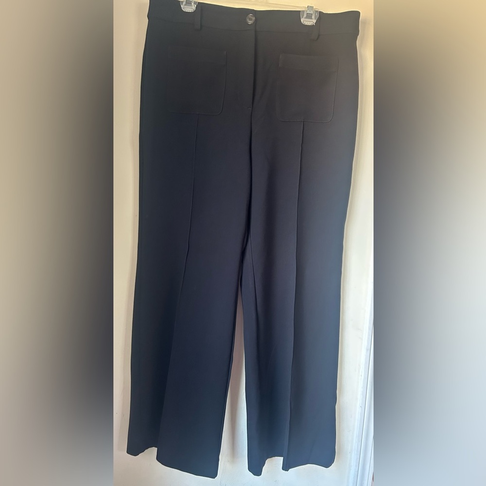 LOFT Black Pintuck Wide Leg Women's Trousers